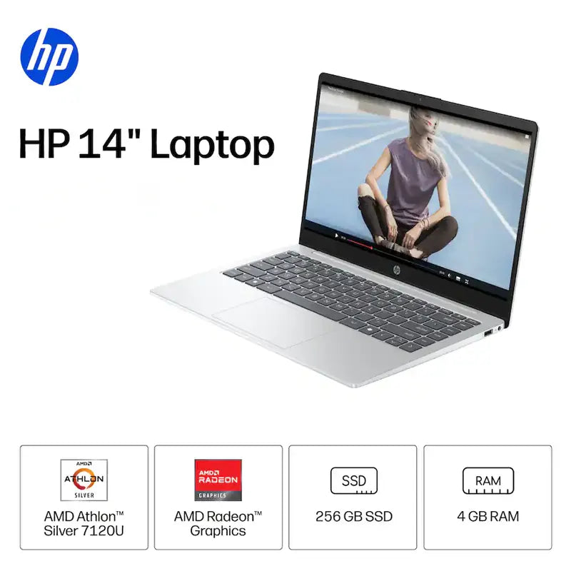 Portátil HP 14-EM0111DX | AMD Athlon Silver 7120U | 4GB RAM | 256GB SSD | Pantalla 14″ HD