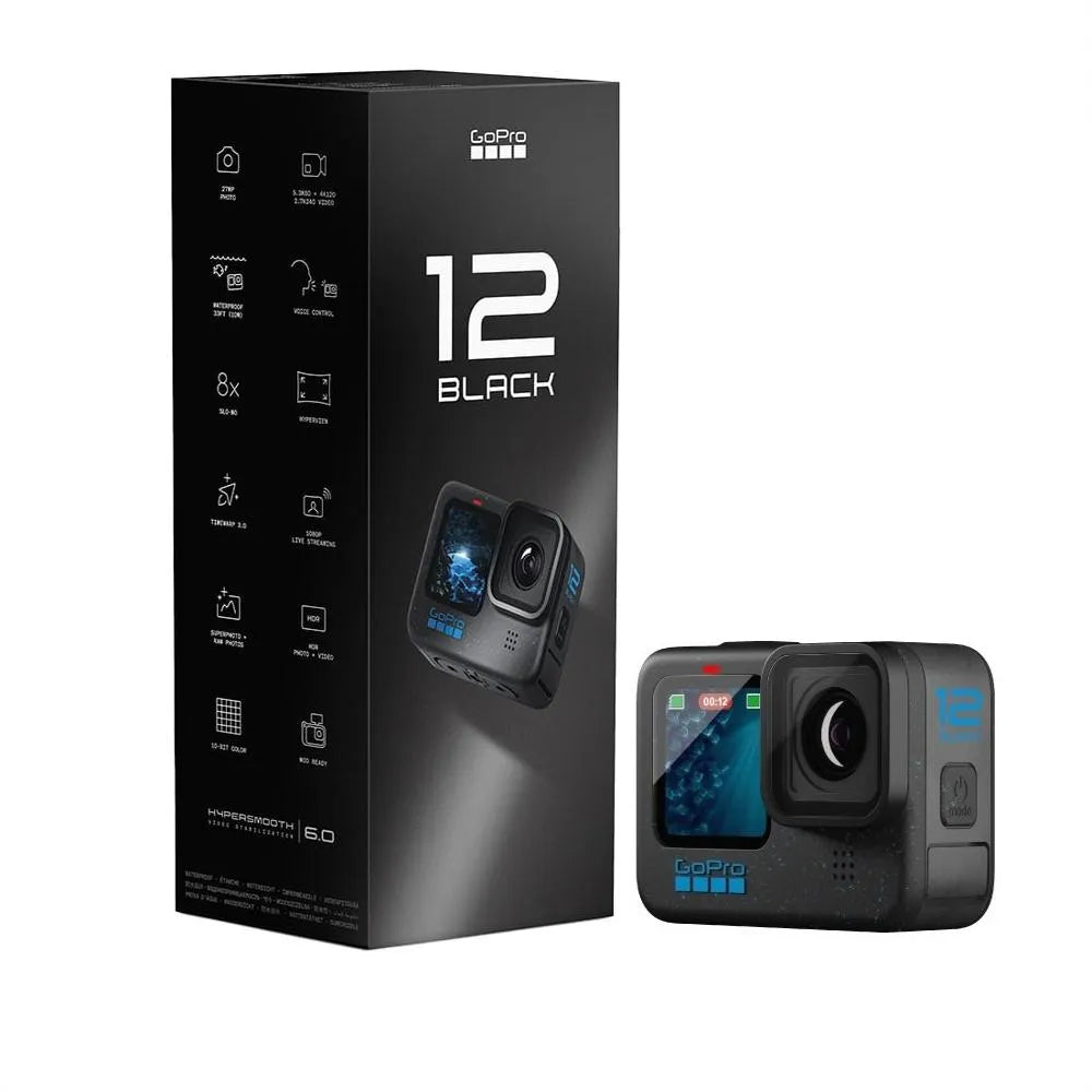 Cámara GoPro Hero 12 Black | 5.3K 60FPS | 27MP | HyperSmooth 6.0 | Sumergible 10m | Garantía 12 Meses