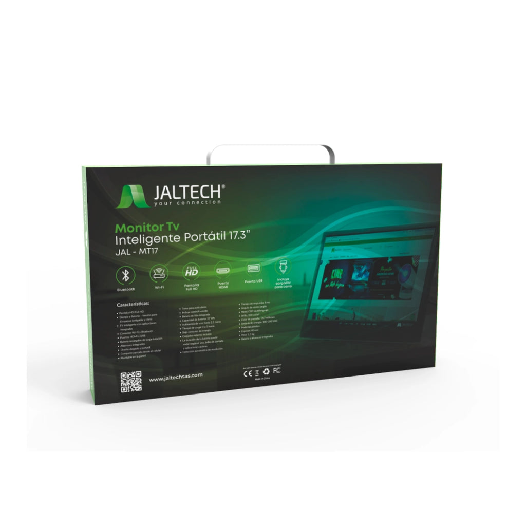 Monitor Televisión Inteligente Portátil 17″ | WiFi | Bluetooth 5.3 | DVB-T2 | Batería Integrada